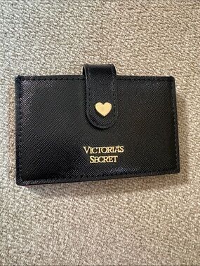Victoria's Secret Black Card Case with Gold Heart Accent
